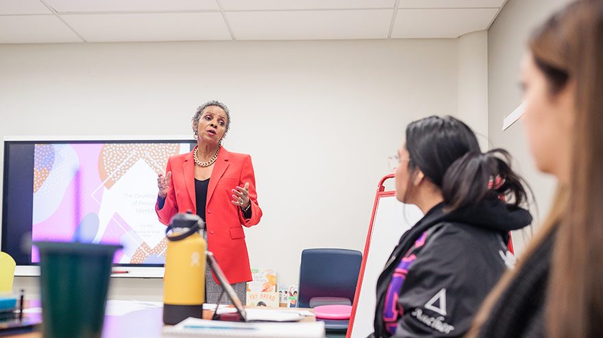 Associate Professor Rosemarie Allen teaches an early childhood development class.