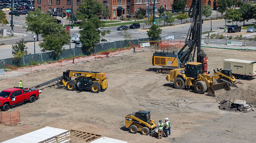 Shot of construction site with heavy equipment